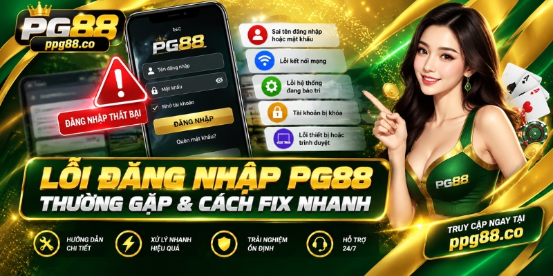 Lỗi đăng nhập PG88 thường gặp & cách fix nhanh