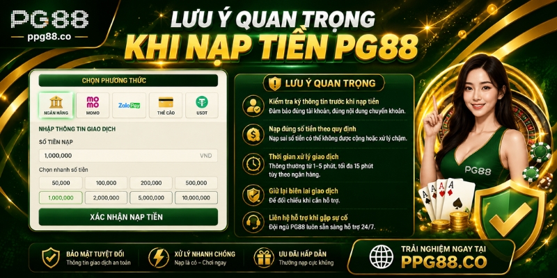 Lưu ý quan trọng khi nạp tiền PG88